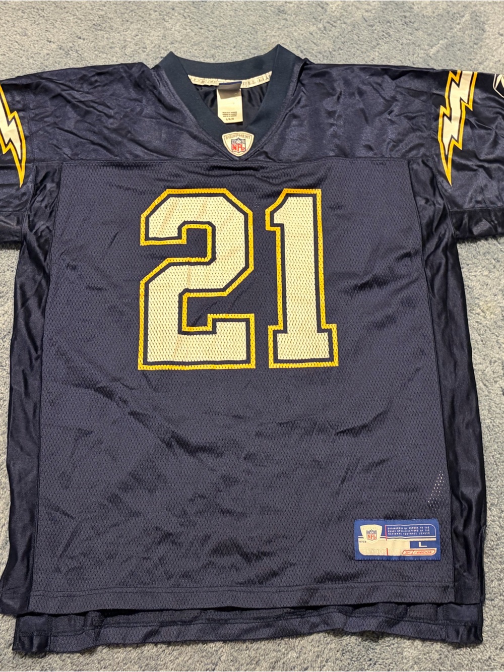 LaDainian Tomlinson San Diego Chargers Jersey Size Large #21 Navy Reebok NFL